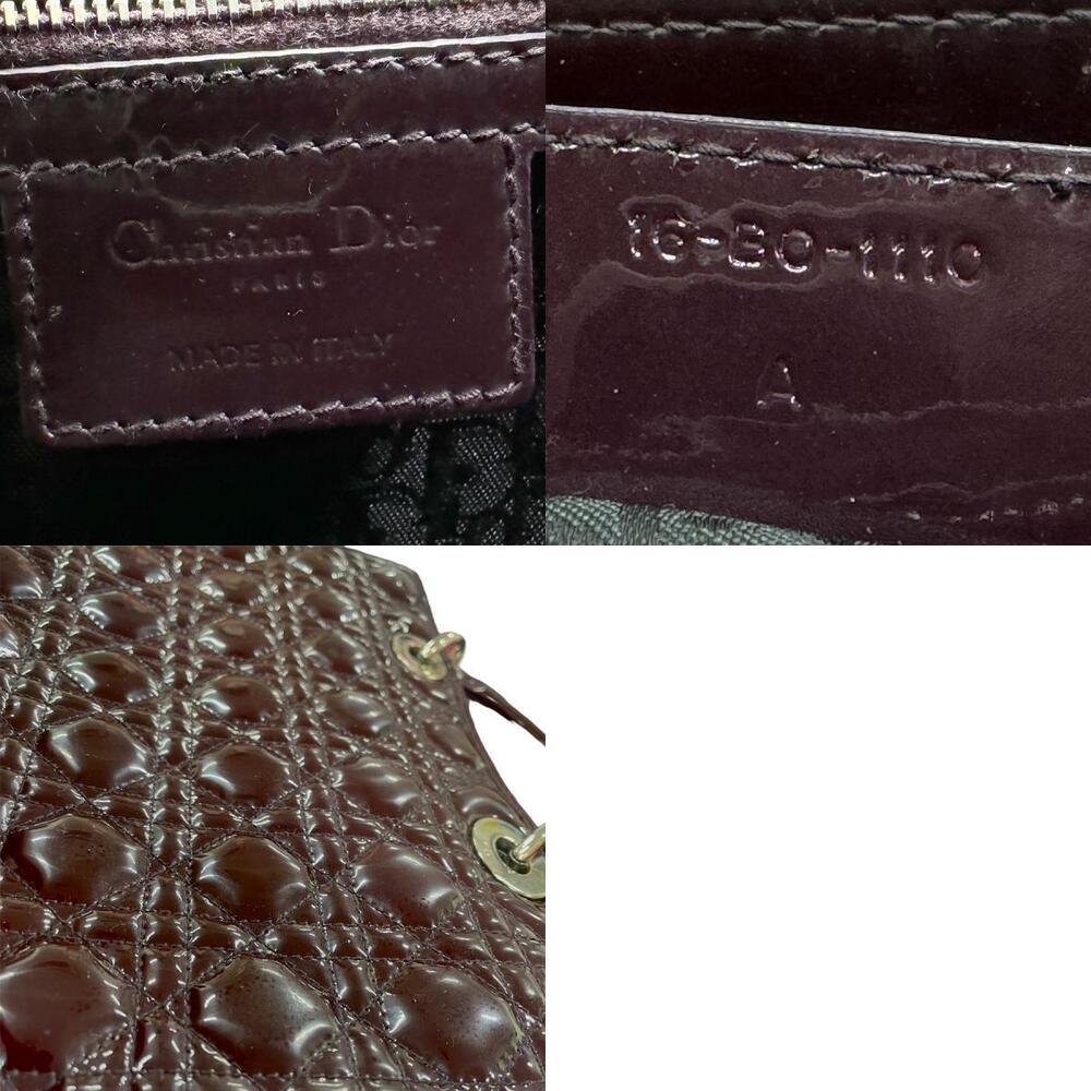 Christian Dior Lady Dior Cannage Patent Vernis leather handbag burgundy - Picture 5 of 5